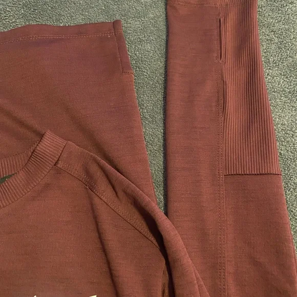 Nike Burgundy Crewneck Top with White Swoosh - Picture 3 of 4